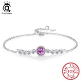 Pink Crystal Zirconia 925 Silver Women Bracelet SWB03