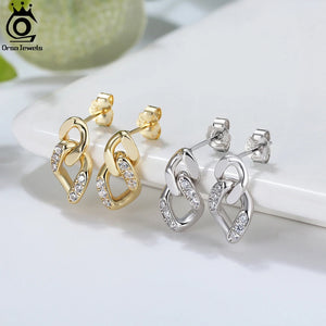 Cuban Chain Drop Earrings 925 Sterling Silver Zirconia Earring