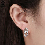 Cuban Chain Drop Earrings 925 Sterling Silver Zirconia Earring
