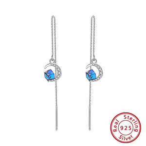 Cubic Crystal Drop Earrings 925 Silver Summer Jewelry Girls Party Gift