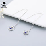 Cubic Crystal Drop Earrings 925 Silver Summer Jewelry Girls Party Gift