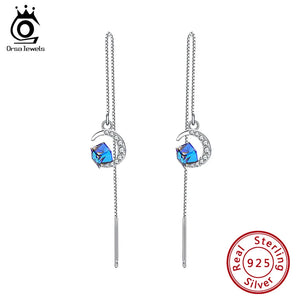 Cubic Crystal Drop Earrings 925 Silver Summer Jewelry Girls Party Gift