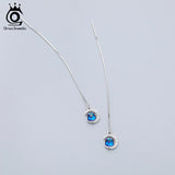 Cubic Crystal Drop Earrings 925 Silver Summer Jewelry Girls Party Gift