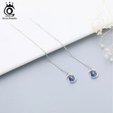 Cubic Crystal Drop Earrings 925 Silver Summer Jewelry Girls Party Gift