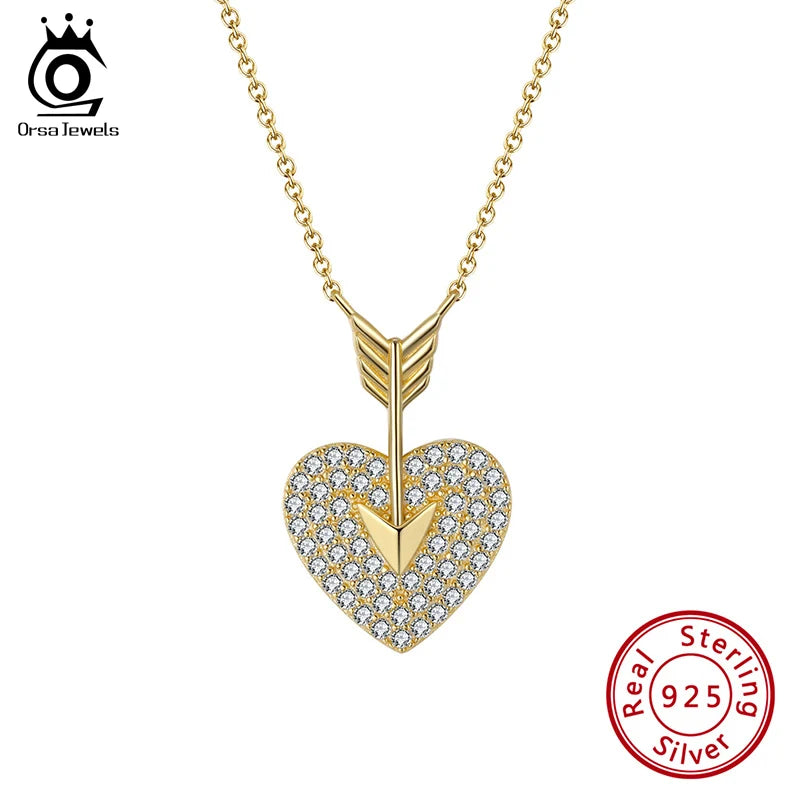 Sterling Silver Cupid Arrow Love Pendant Necklace for Women