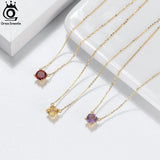 925 Silver Gemstone Necklace Amethyst Garnet Citrine Pendant for Women
