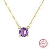 925 Silver Gemstone Necklace Amethyst Garnet Citrine Pendant for Women