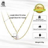 Bohemia Pearl Necklace 925 Silver Double Layered Chain GPN15
