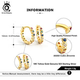 Colorful Zirconia Hoop Earrings 925 Sterling Silver Small Hoops for Girls