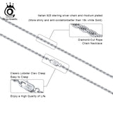 925 Silver Diamond-Cut Rope Chain Necklace 1.2mm-1.7mm