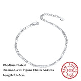925 Silver Diamond-cut Chain Anklet Bracelet Unisex