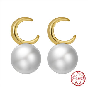 Moon Shape Baroque Pearl Earrings 14K Plated Freshwater Pearl Jewelry
