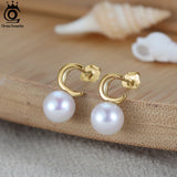 Moon Shape Baroque Pearl Earrings 14K Plated Freshwater Pearl Jewelry