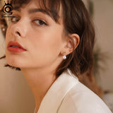 Moon Shape Baroque Pearl Earrings 14K Plated Freshwater Pearl Jewelry