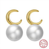 Moon Shape Baroque Pearl Earrings 14K Plated Freshwater Pearl Jewelry