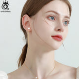 925 Silver Freshwater Pearl Earrings with 14K Tassel Dangle