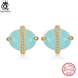 Aquamarine Stud Earrings in 925 Sterling Silver for Women
