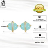 Aquamarine Stud Earrings in 925 Sterling Silver for Women