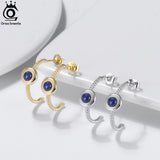 Lapis Lazuli Stud Earrings in 925 Sterling Silver for Women