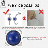 Lapis Lazuli Stud Earrings in 925 Sterling Silver for Women