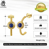 Lapis Lazuli Stud Earrings in 925 Sterling Silver for Women