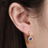 Lapis Lazuli Stud Earrings in 925 Sterling Silver for Women