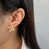14K Geometry Pearl Earrings S925 Silver Jewelry