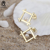 14K Geometry Pearl Earrings S925 Silver Jewelry