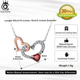925 Silver Gemstone Double Hearts Pendant Necklace for Women