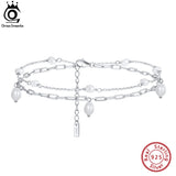 925 Silver Pearl Anklets for Women Girls Summer Beach Foot Chain Ankle Straps