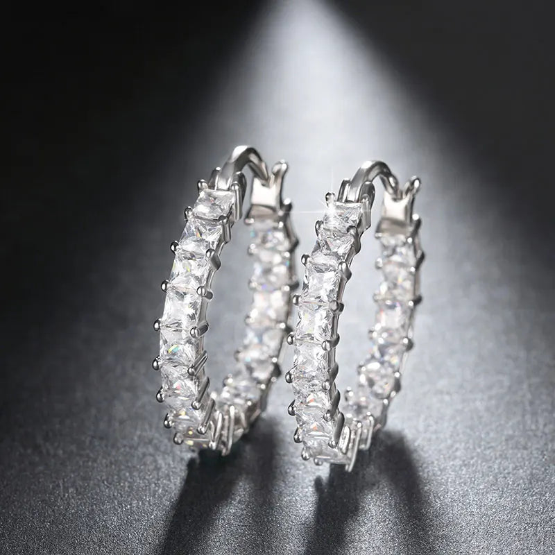 Round-Shape 0.1ct CZ Hoop Earrings for Women