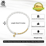 14K Baroque Pearl Bracelet with 925 Sterling Silver Chain for Women