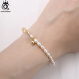 14K Baroque Pearl Bracelet with 925 Sterling Silver Chain for Women