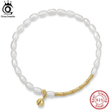 14K Baroque Pearl Bracelet with 925 Sterling Silver Chain for Women