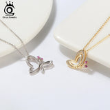 Flying Butterfly Pendant Necklace 2 Ways Wear Birthday Gift for Her
