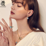 925 Silver Aquamarine Pear Gemstone Earrings