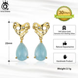 925 Silver Aquamarine Pear Gemstone Earrings