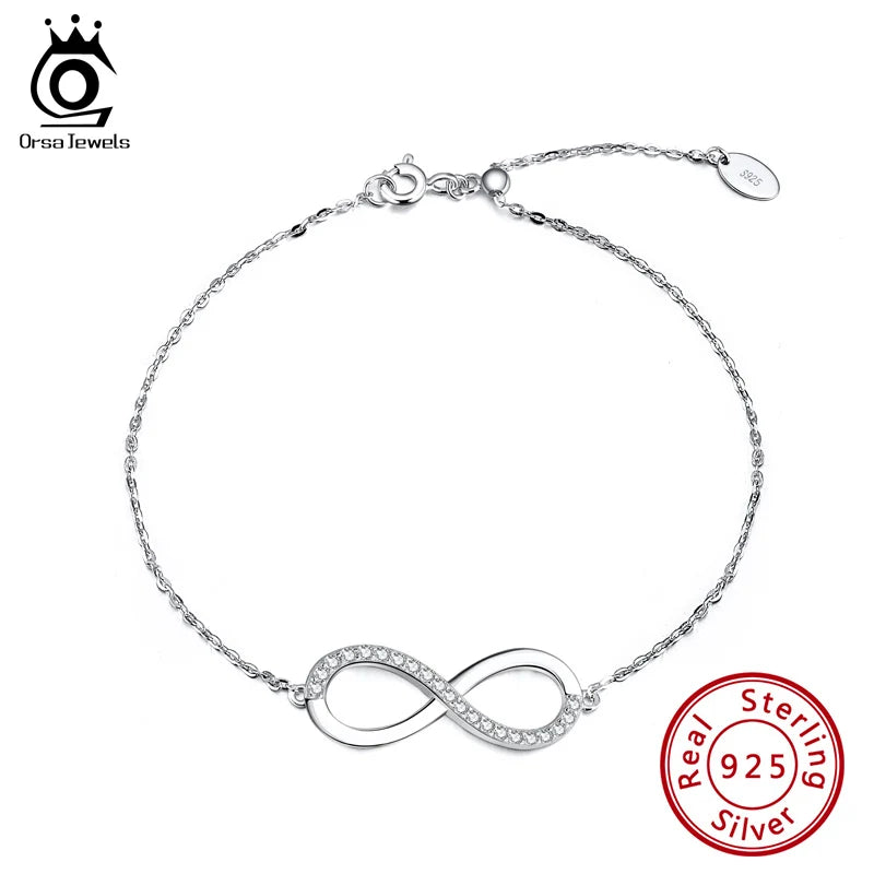 925 Infinity Bracelet Zircon Sterling Silver Charming Bracelet