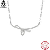 925 Silver Bowknot CZ Necklace Women Wedding Jewelry SN331