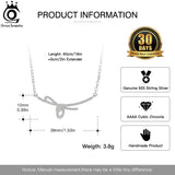 925 Silver Bowknot CZ Necklace Women Wedding Jewelry SN331