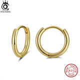 925 Silver Geometric Hoop Earrings Minimalist Style APE37