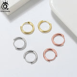 925 Silver Geometric Hoop Earrings Minimalist Style APE37