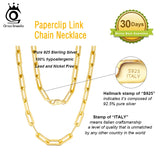 925 Silver Paperclip Neck Chain 6/9.3/12mm Link Chain Necklace for Men Women