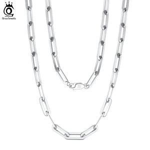 925 Silver Paperclip Neck Chain 6/9.3/12mm Link Chain Necklace for Men Women