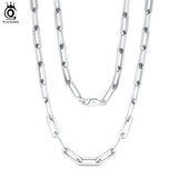 925 Silver Paperclip Neck Chain 6/9.3/12mm Link Chain Necklace for Men Women