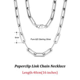 925 Silver Paperclip Neck Chain 6/9.3/12mm Link Chain Necklace for Men Women