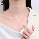 925 Silver Pink Flower Pendant Necklace for Women Mom Anniversary Party