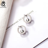 Sterling Silver Shell Pearl Stud Earrings CZ Jewelry APE69