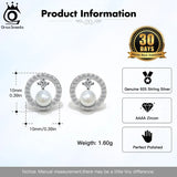 Sterling Silver Shell Pearl Stud Earrings CZ Jewelry APE69