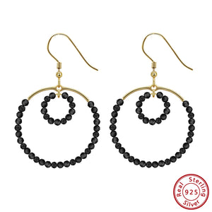 Spine Faceted Gemstone 925 Sterling Silver Hoop Earrings for Women